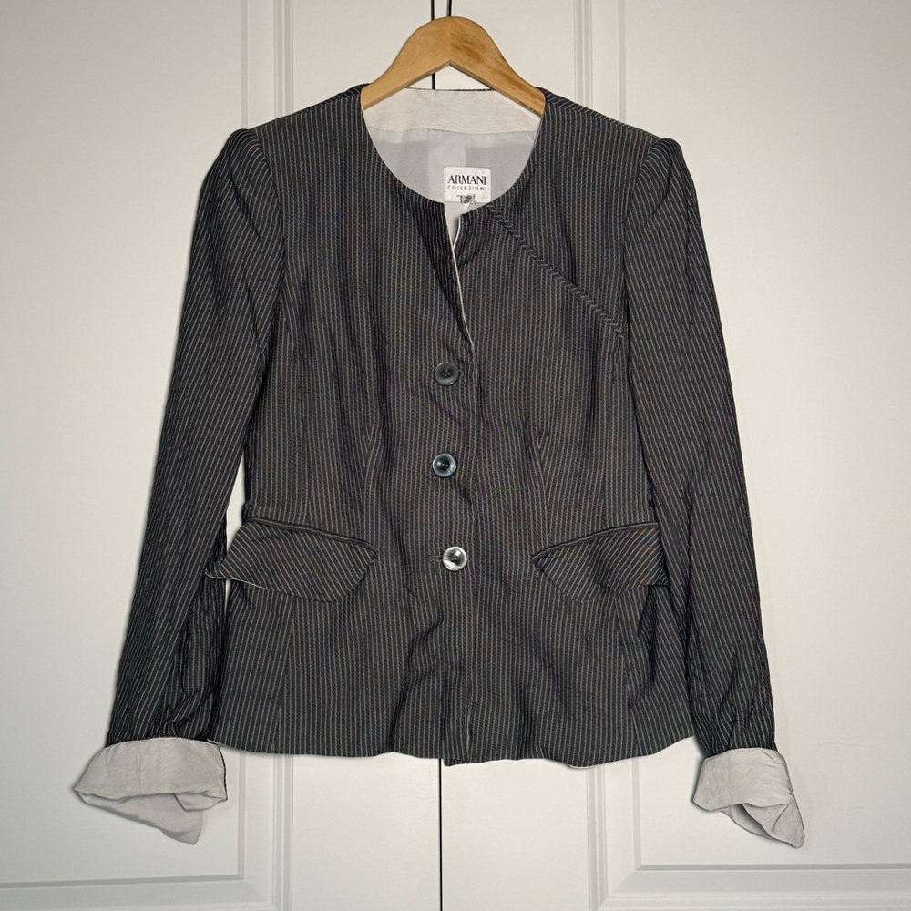 Armani Collezioni Black Pinstripe Women's Blazer